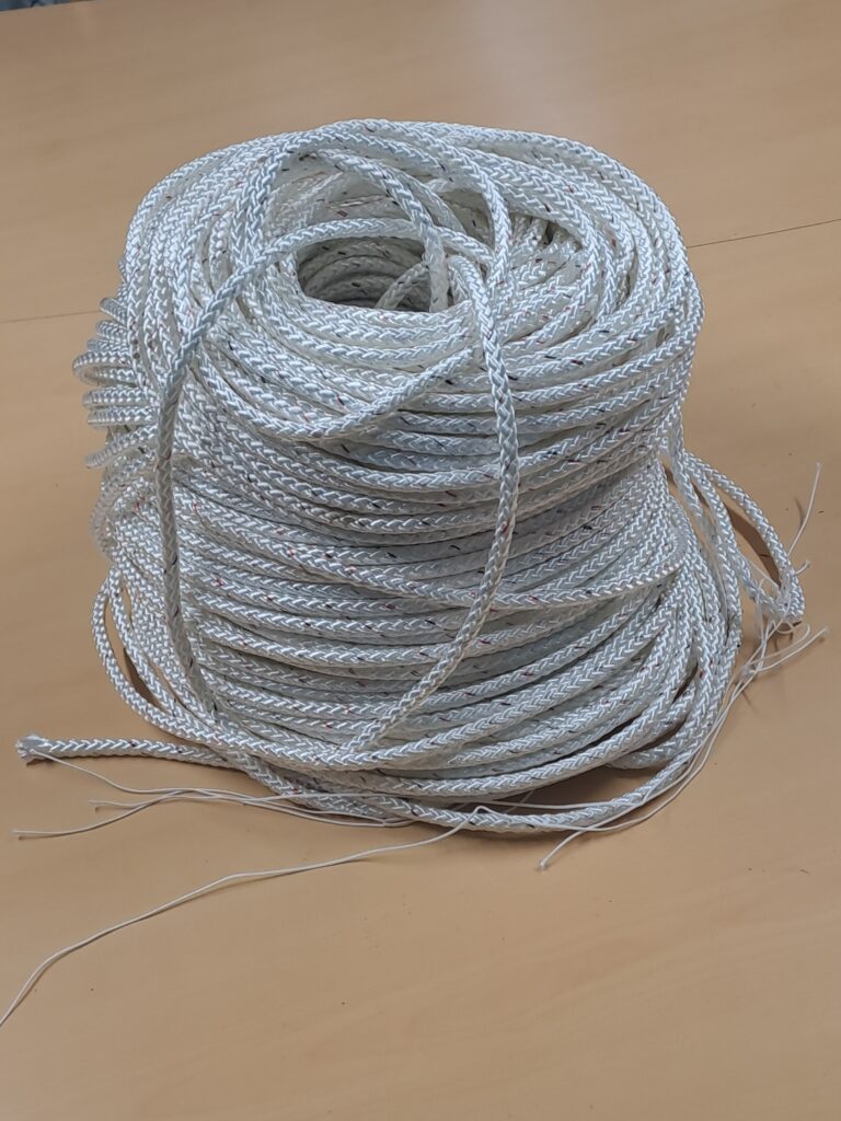 white braided nylon rope on hire from Allied Perimeter Safety Netting on floor of premises